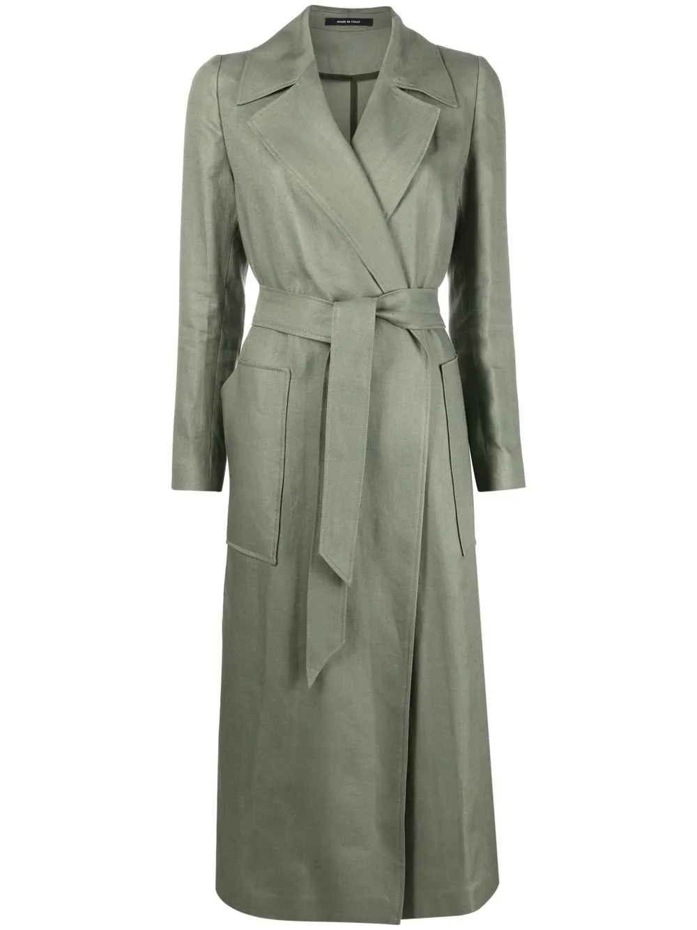 

Tagliatore belted linen trench coat - Green