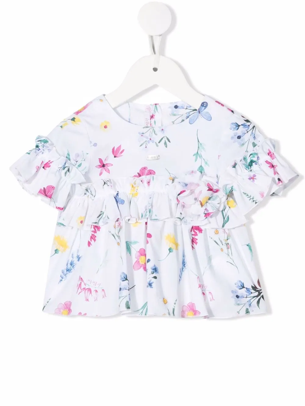 

Le Bebé Enfant top floral con volantes - Blanco