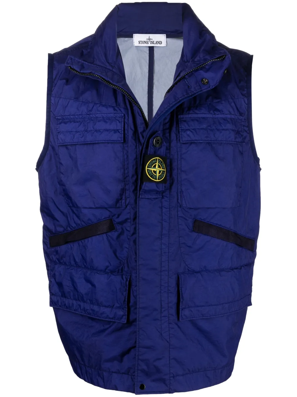 Stone Island Logo-patch Padded Gilet In Blue