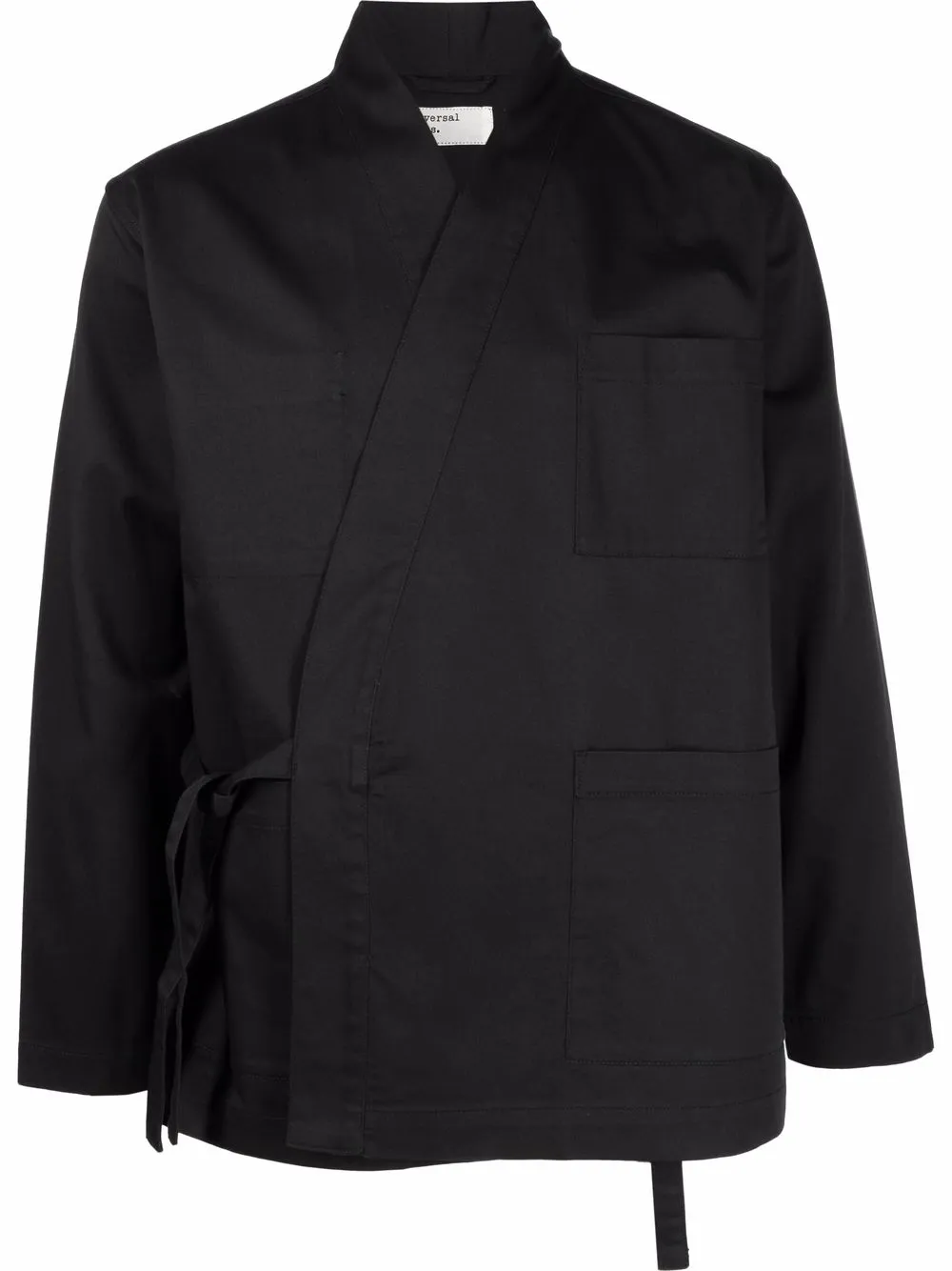 

Universal Works tie-waist patch-pocket worker jacket - Black
