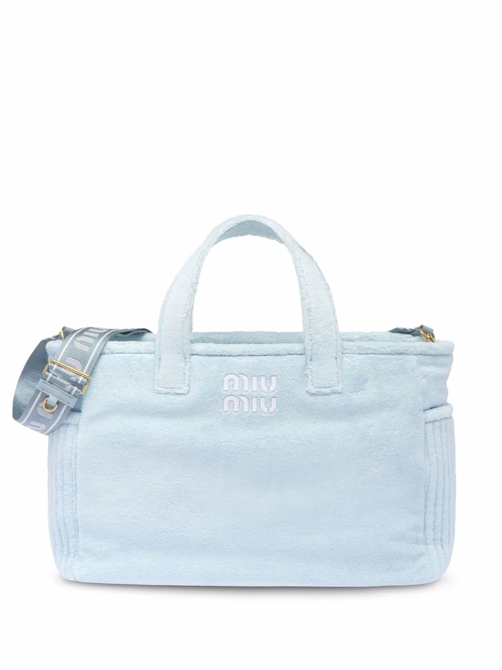 

Miu Miu tote con logo bordado - Azul