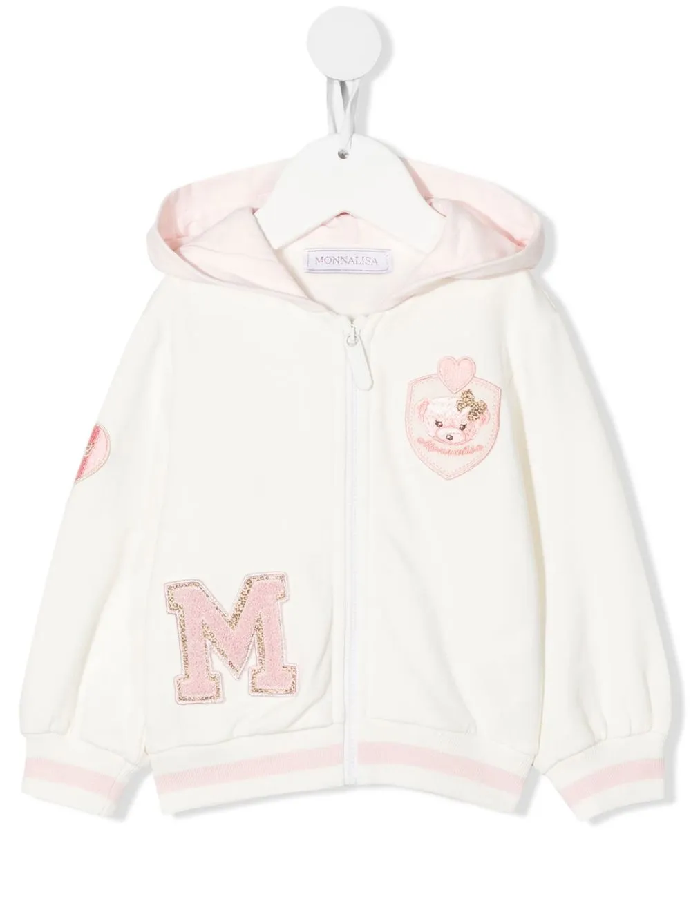 

Monnalisa patch-detail zip-up hoodie - 0192 PANNA
