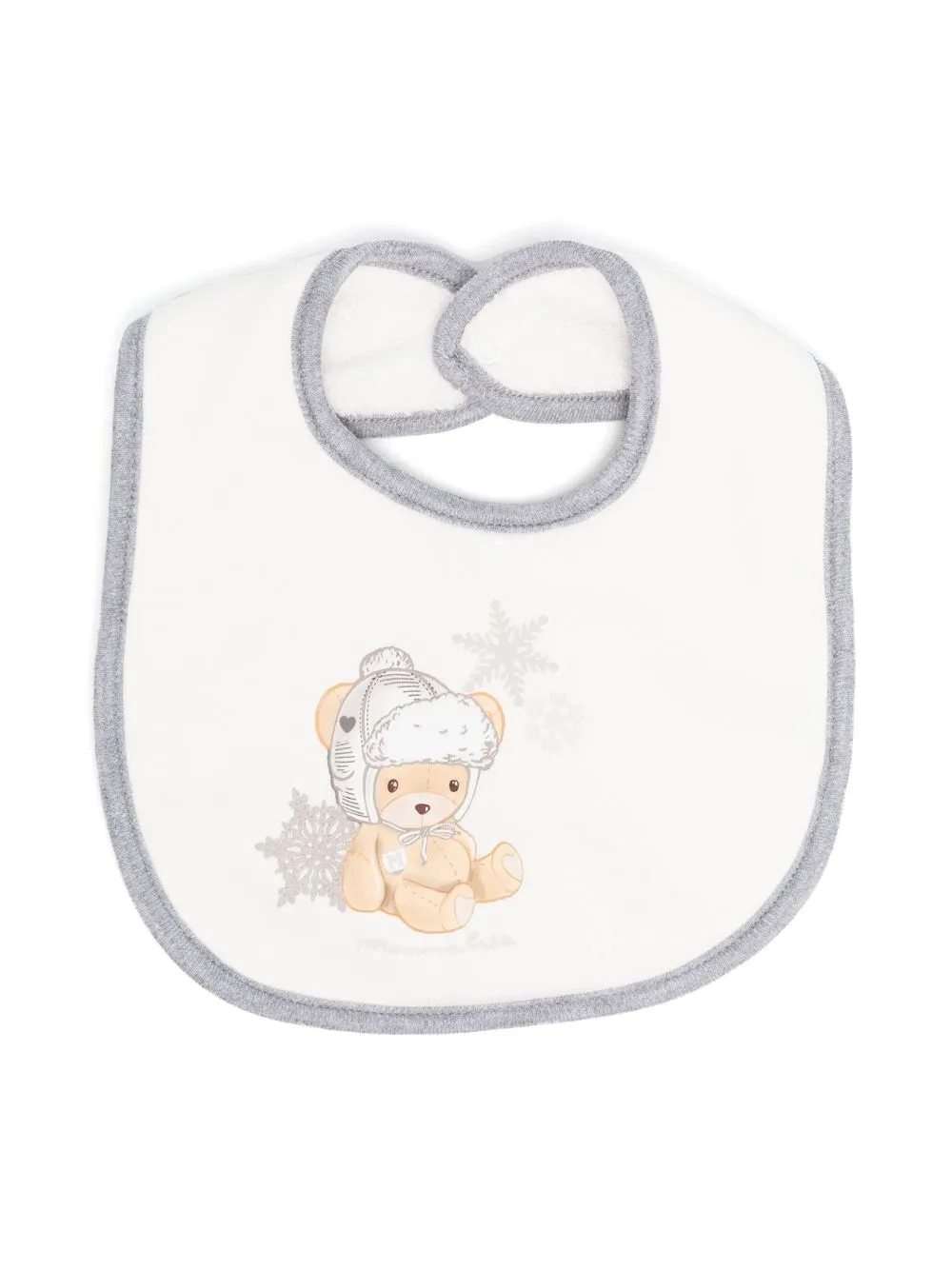 

Monnalisa bear-print contrast-trim bib - White