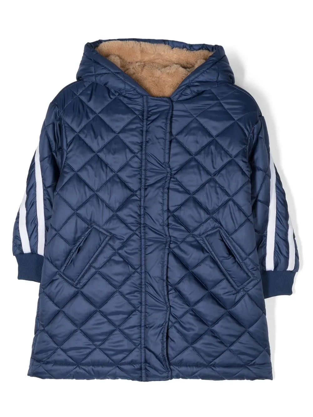 

Monnalisa hooded quilted coat - Blue