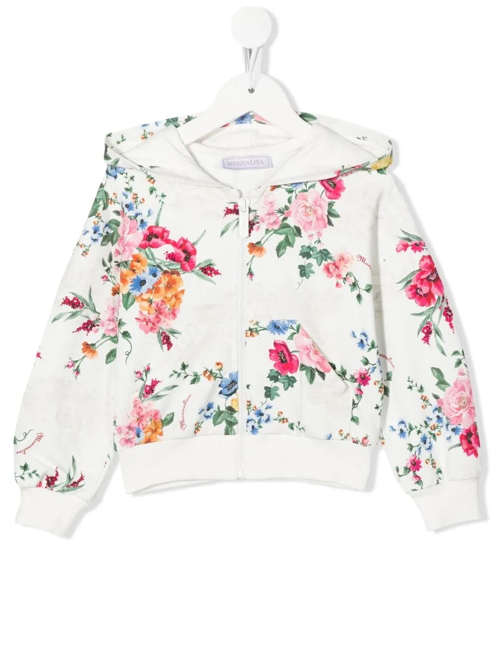 

Monnalisa floral-print zip-up hoodie - White