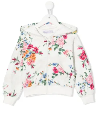 Floral hoodie zip clearance up