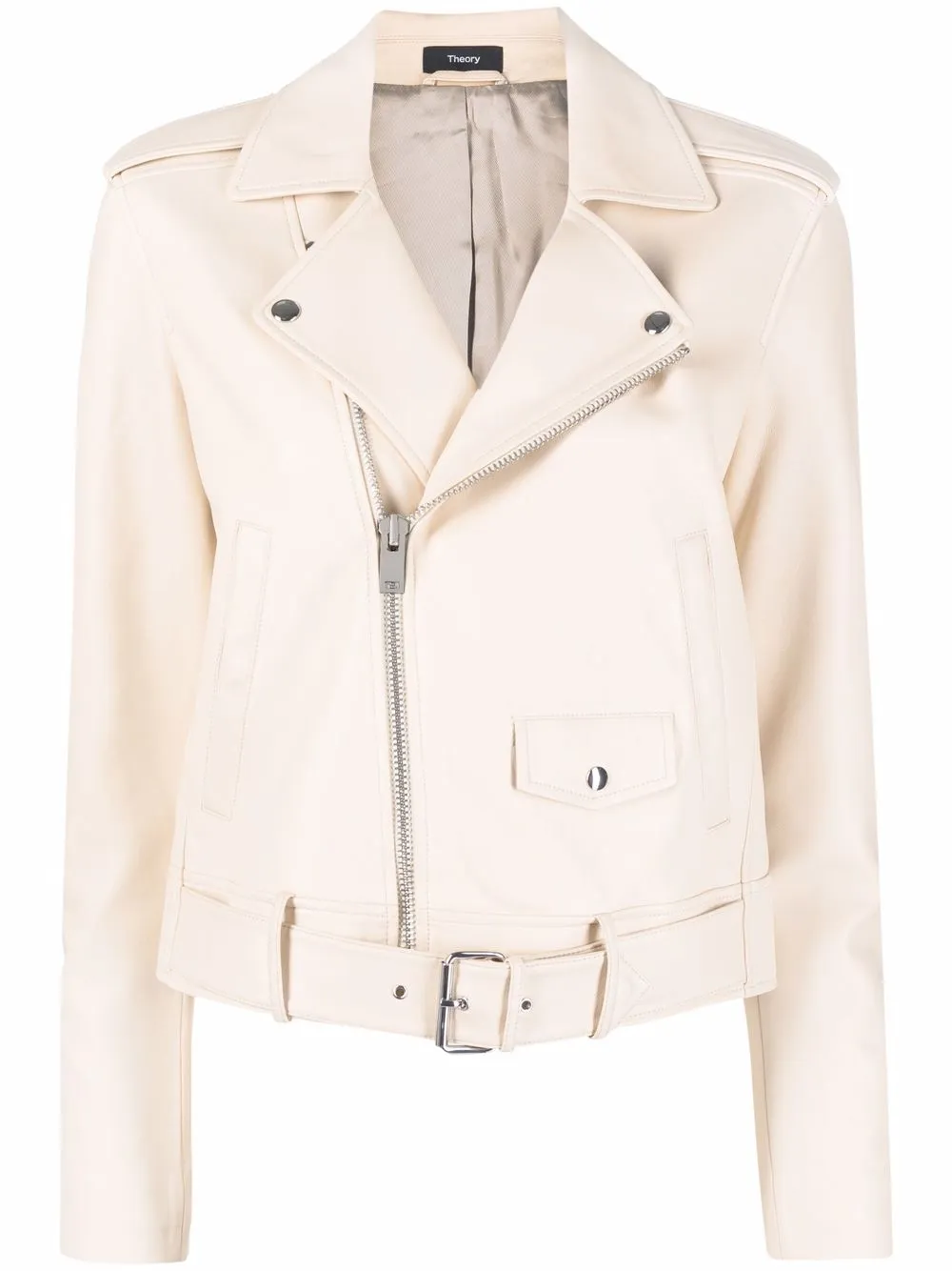 

Theory biker leather jacket - Neutrals