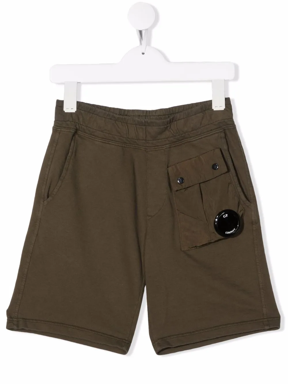 

C.P. Company Kids Lens-detail cotton shorts - Green