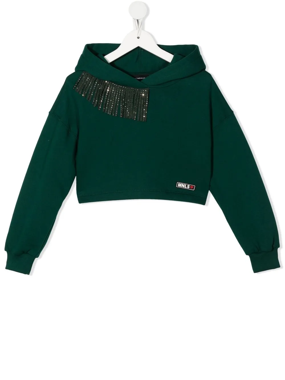 

Monnalisa crystal-embellished frayed-trim hoodie - Green