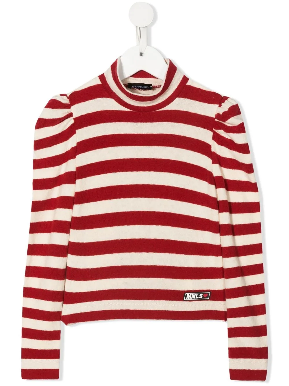 

Monnalisa striped puff-sleeves knitted top - Red