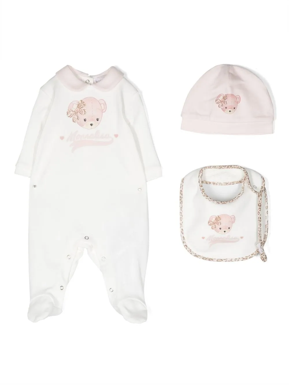 

Monnalisa Teddy Bear cotton pajama set - White