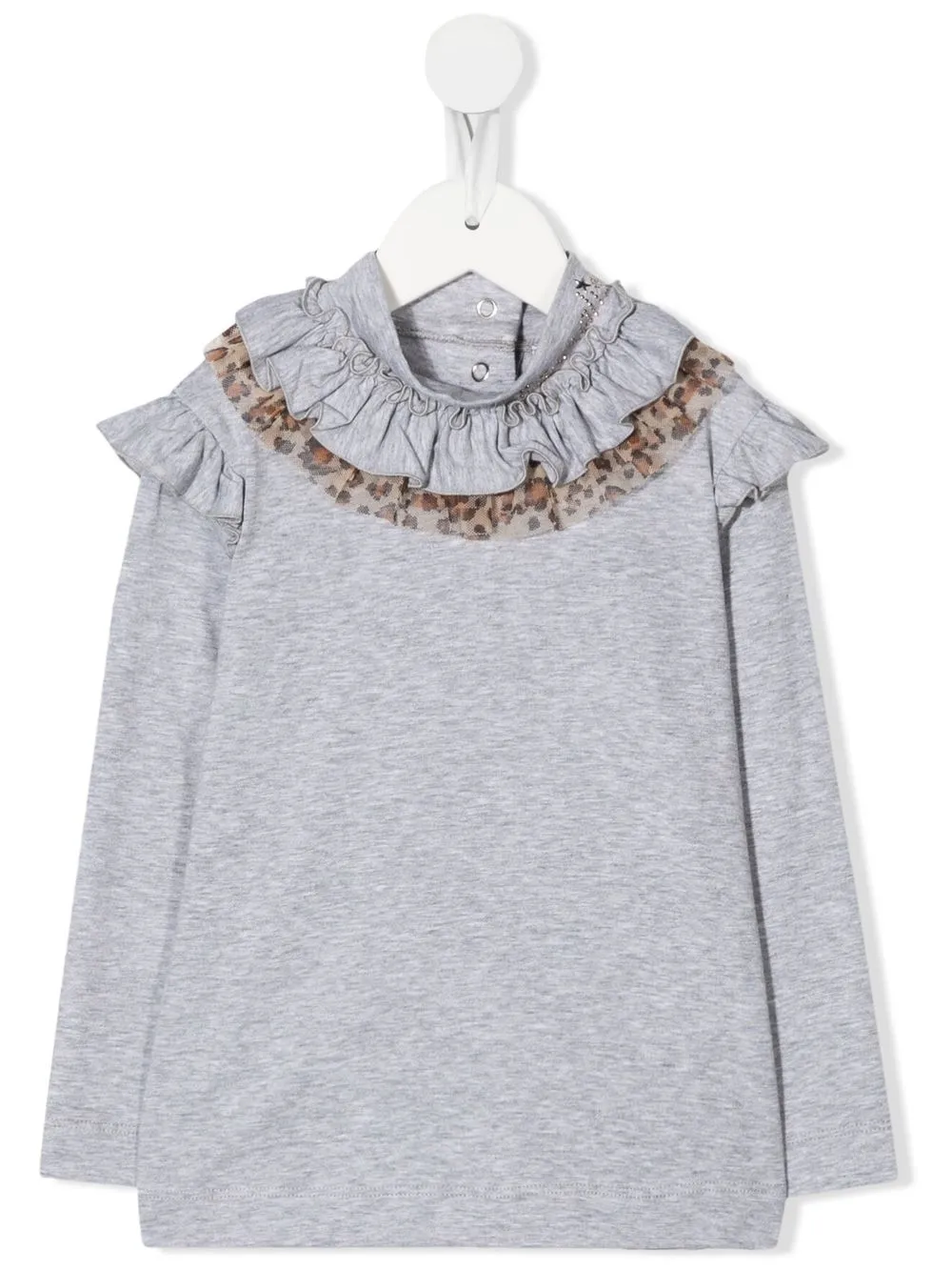 

Monnalisa animal-print ruffled T-Shirt - Grey