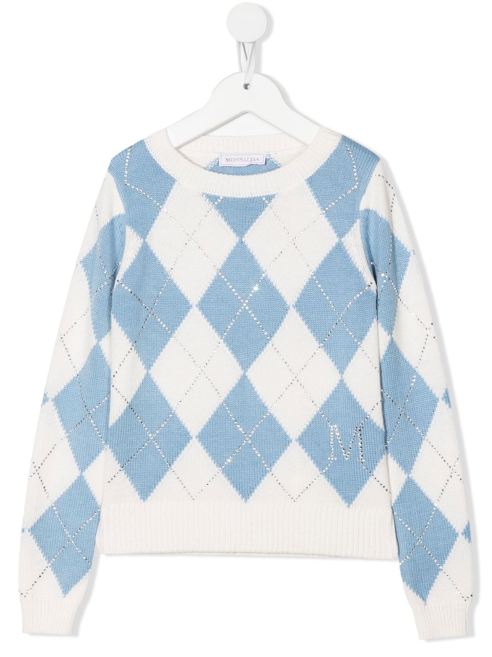 

Monnalisa argyle-pattern knitted sweater - White