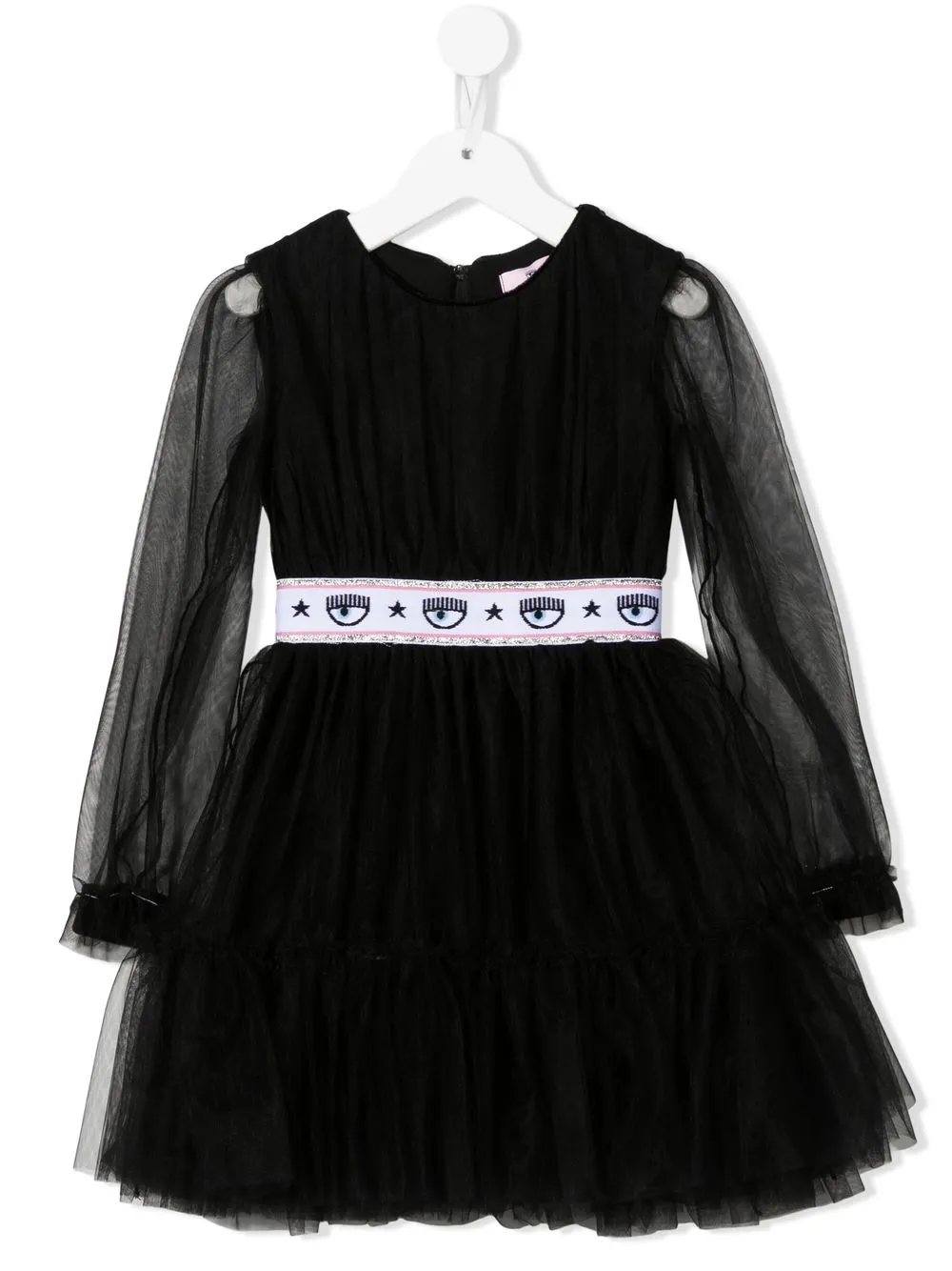 

Chiara Ferragni Kids vestido con franjas del logo - Negro