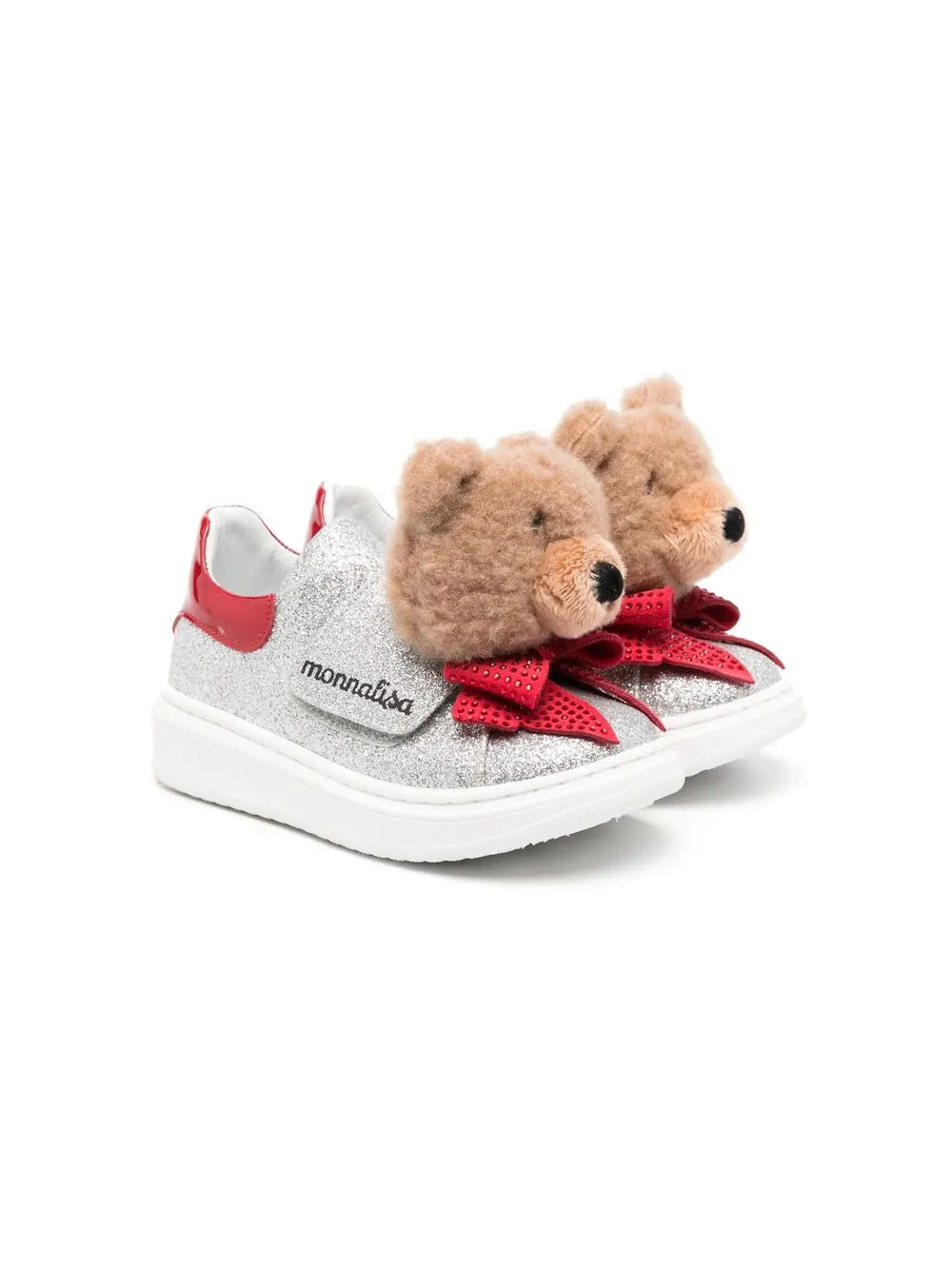 

Monnalisa zapatillas con detalle Teddy Bear y glitter - Plateado