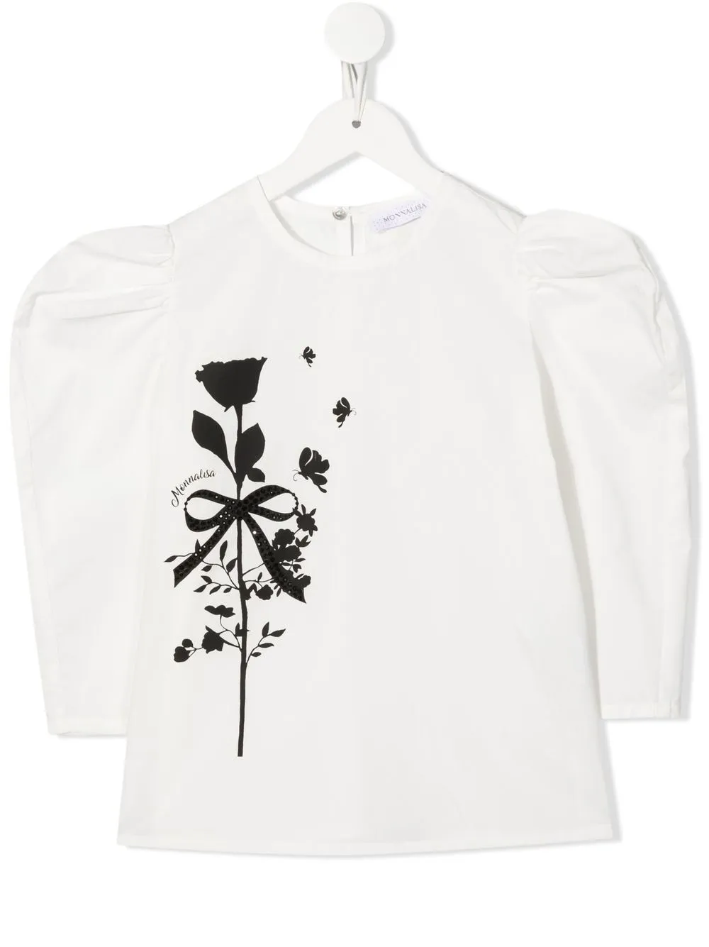 

Monnalisa flower-print long-sleeve T-shirt - White