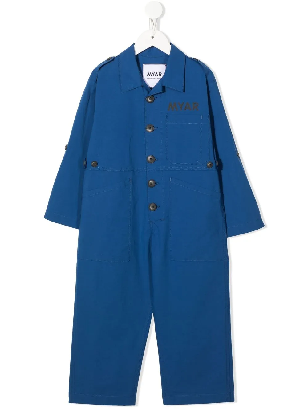 

MYAR KIDS jumpsuit con botones y logo estampado - Azul