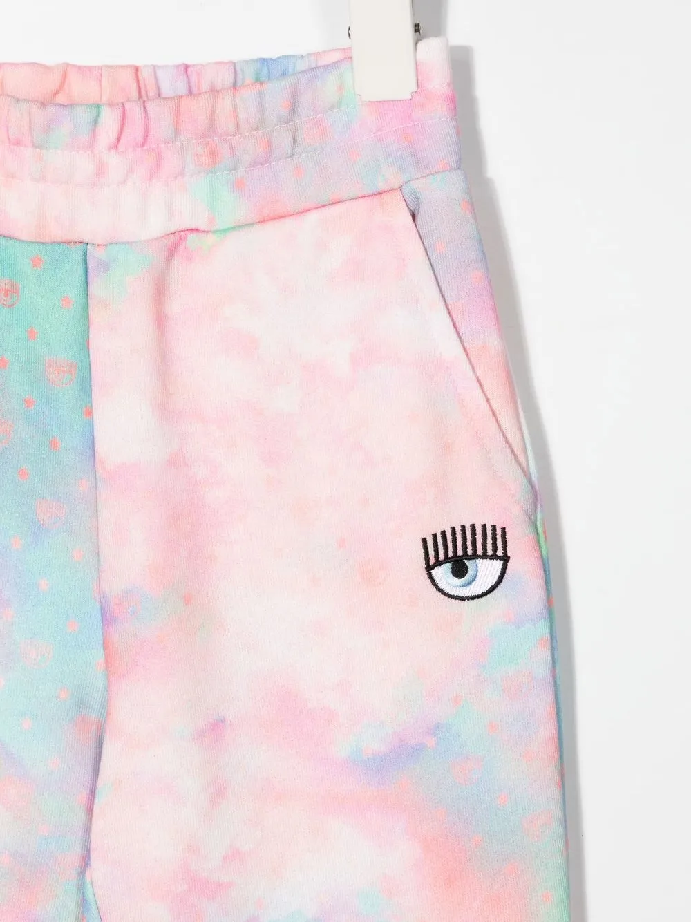 Chiara Ferragni Tie-dye Embroidered Eye Trousers In Pink