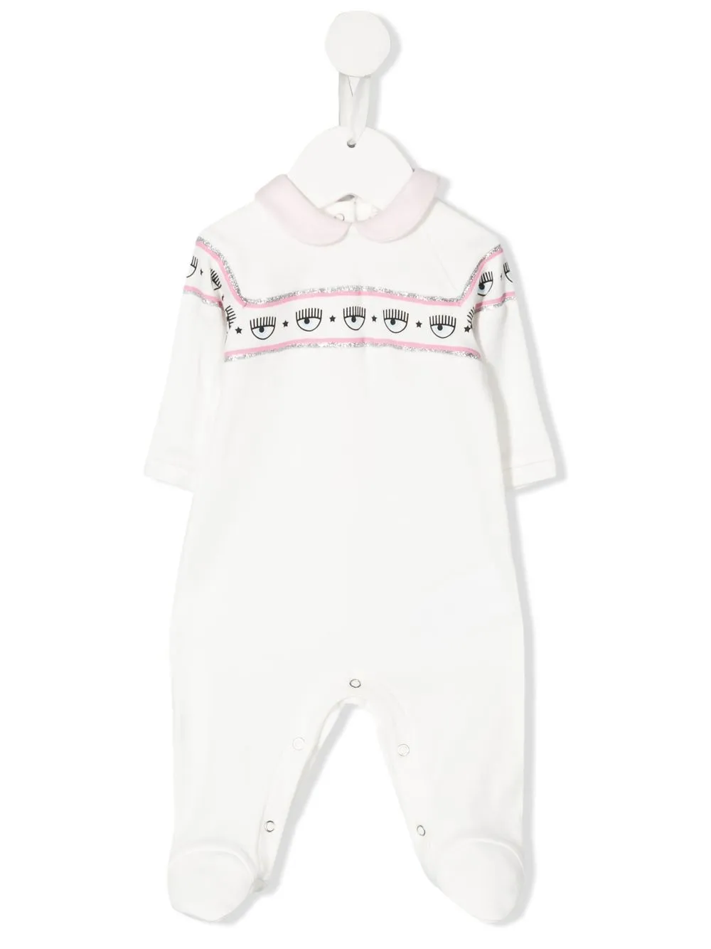 

Chiara Ferragni Kids body con franja del logo - Blanco