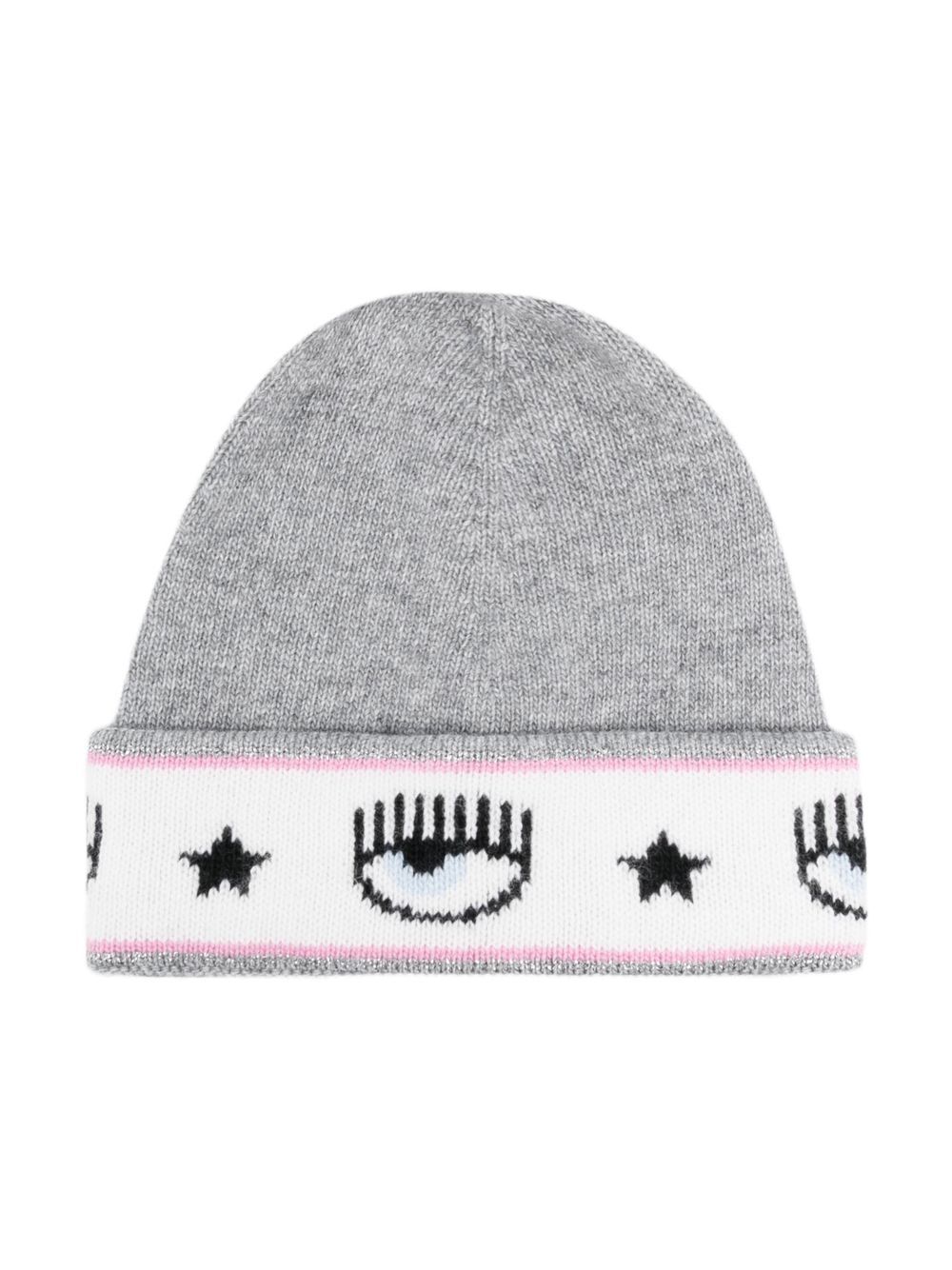 

Chiara Ferragni Kids Wink knitted beanie - Grey