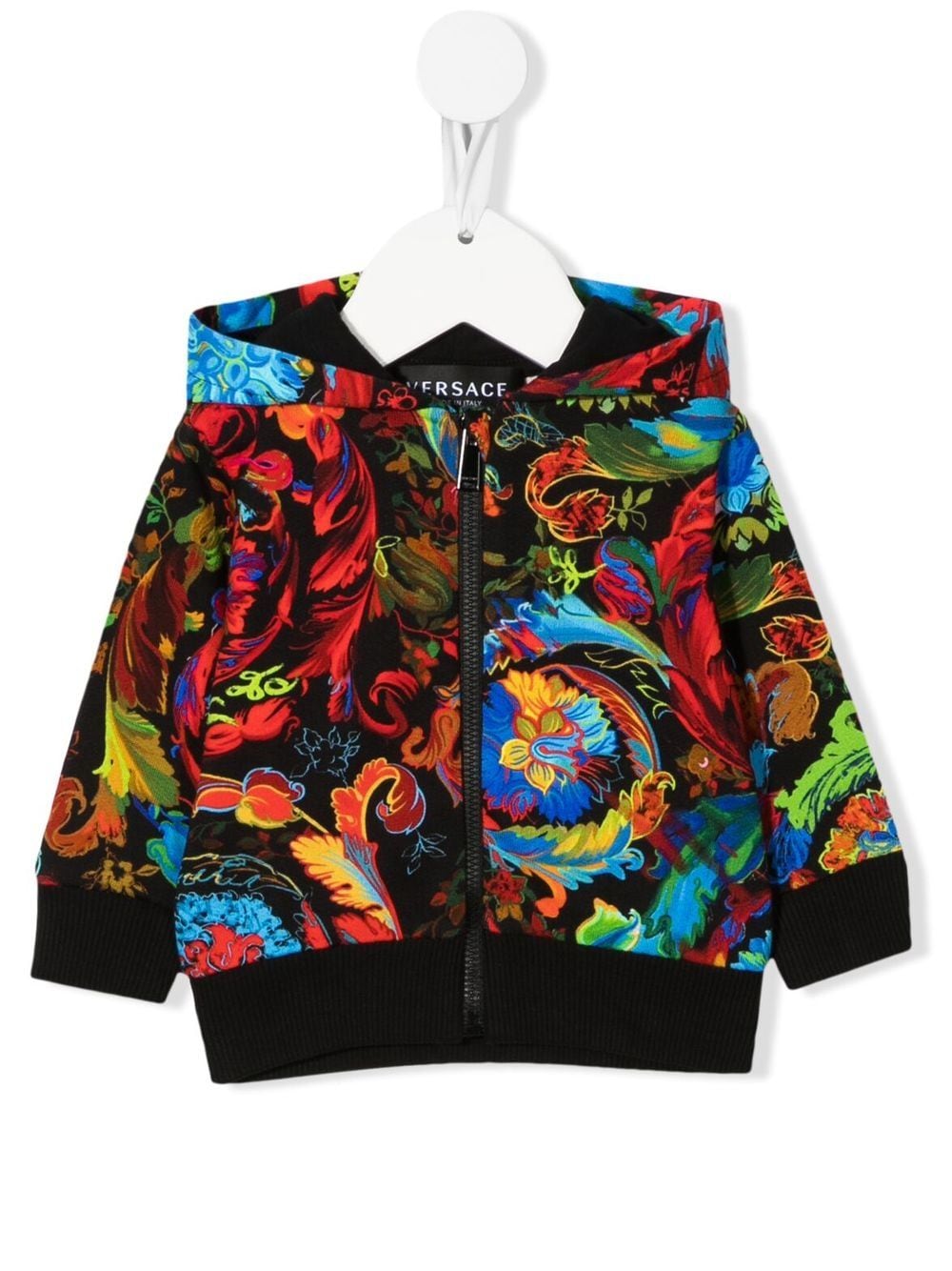 Versace Babies' Graphic Print Hooded Jacket In Black