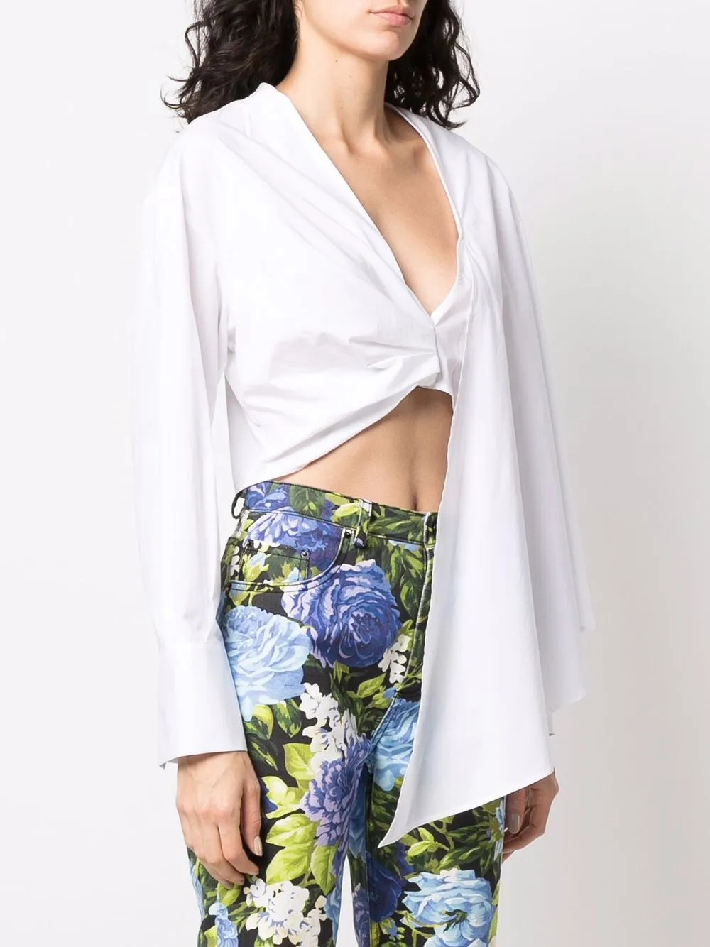  Erika Cavallini Gerafftes Cropped Oberteil   Weiß 