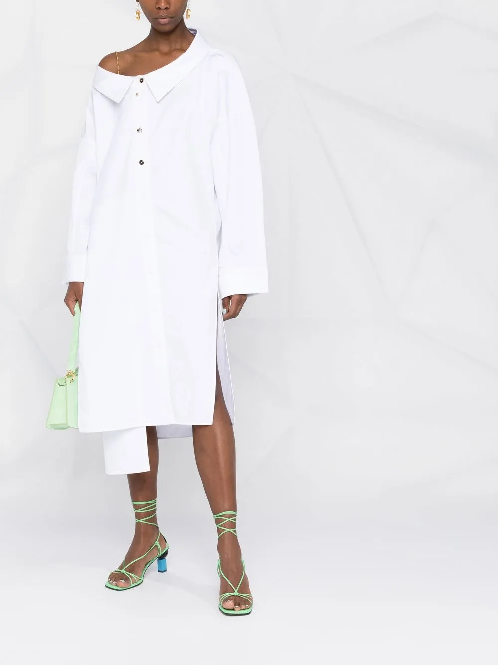 Krizia Button-up midi-blousejurk - Wit