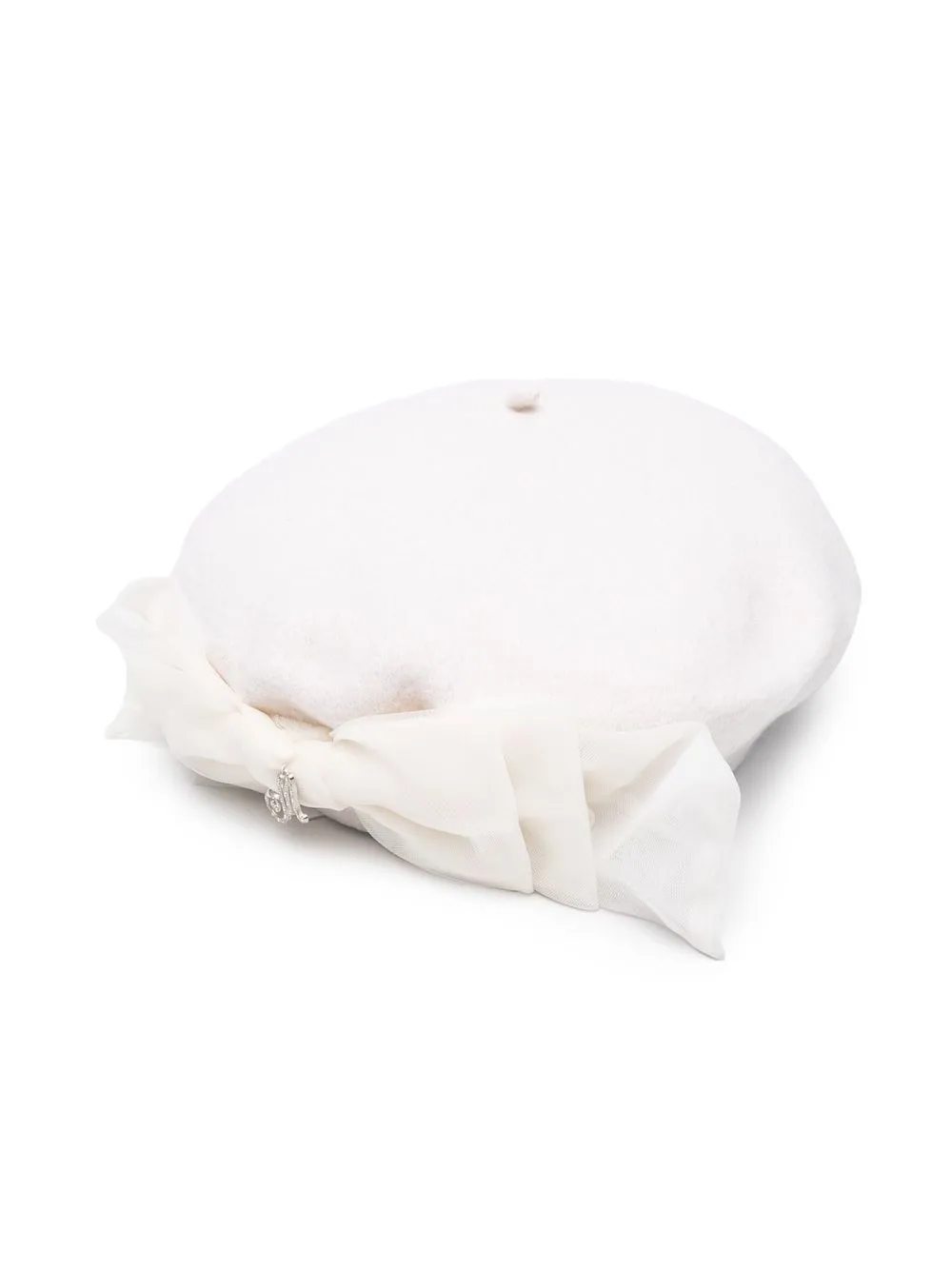 

Monnalisa logo-plaque wool beret - White