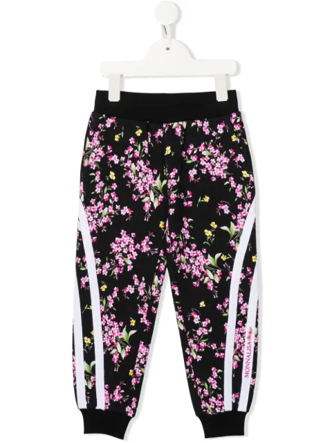 Monnalisa floral-print cotton track pants