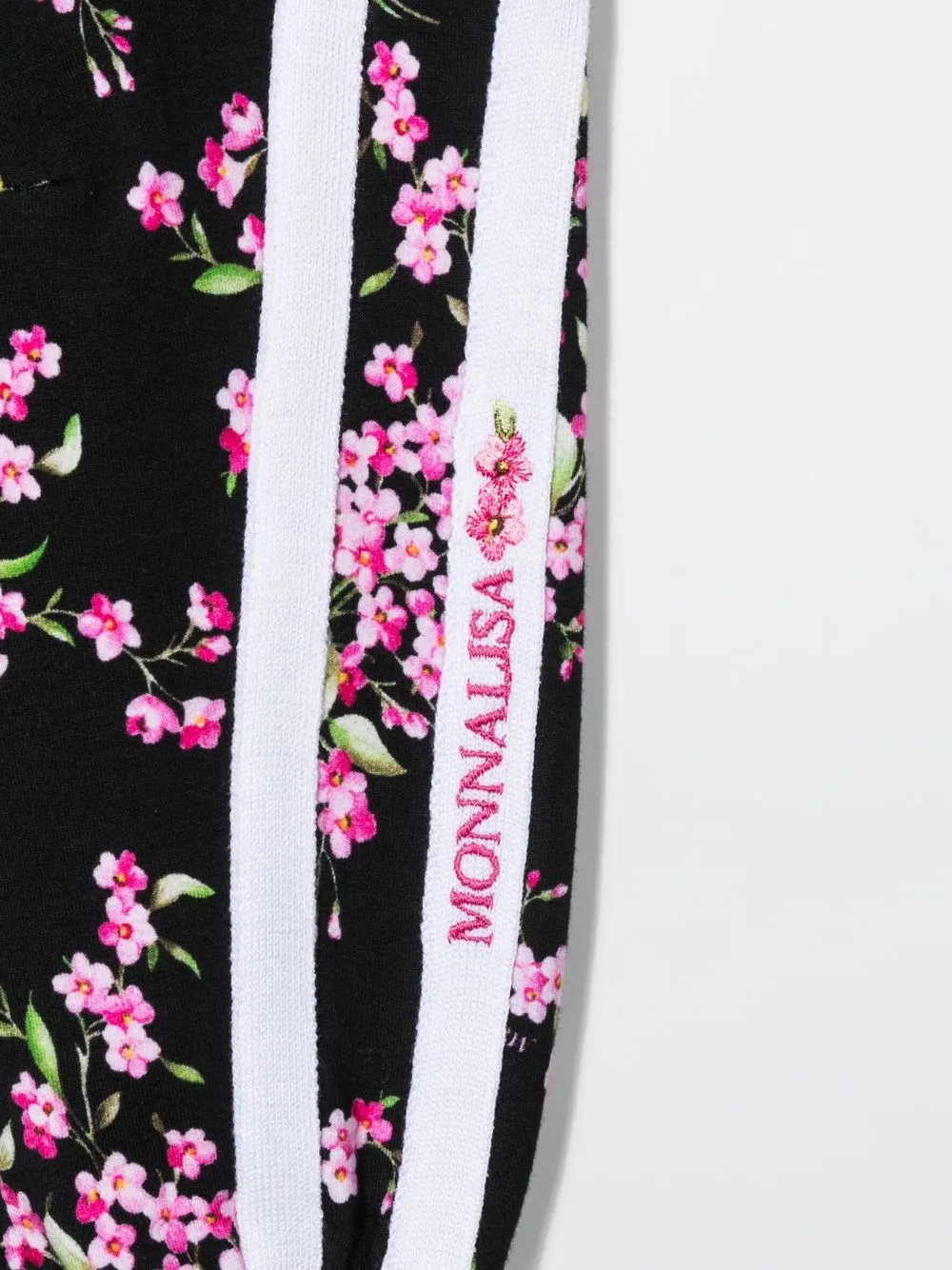 MONNALISA FLORAL-PRINT COTTON TRACK PANTS