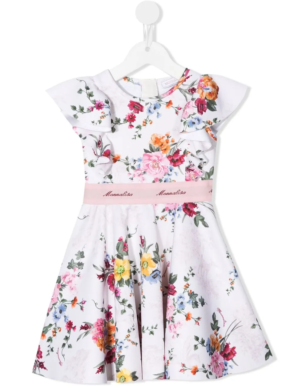 

Monnalisa vestido con estampado floral y ribetes de volantes - Blanco