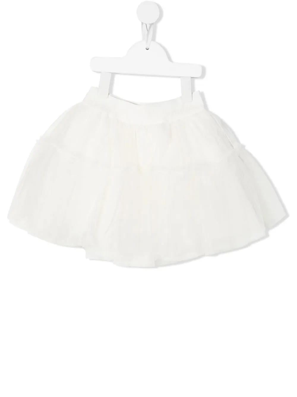 

Monnalisa waistband-logo tulle skirt - White