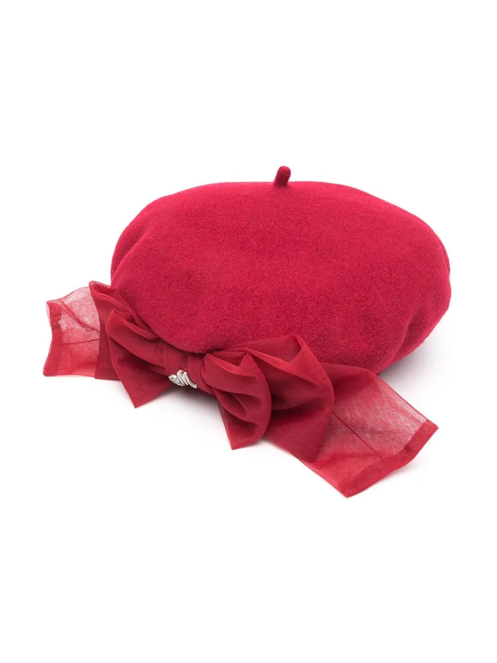 

Monnalisa logo-plaque wool beret - Red