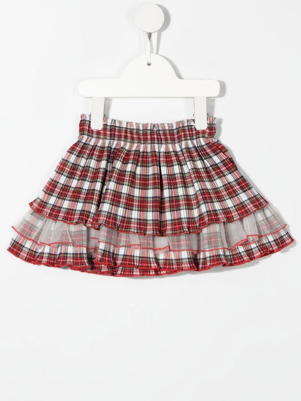 Shop Monnalisa Tartan Check Pattern Skirt In Red