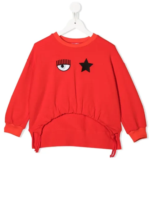 Chiara Ferragni Kids 刺绣logo垮肩卫衣