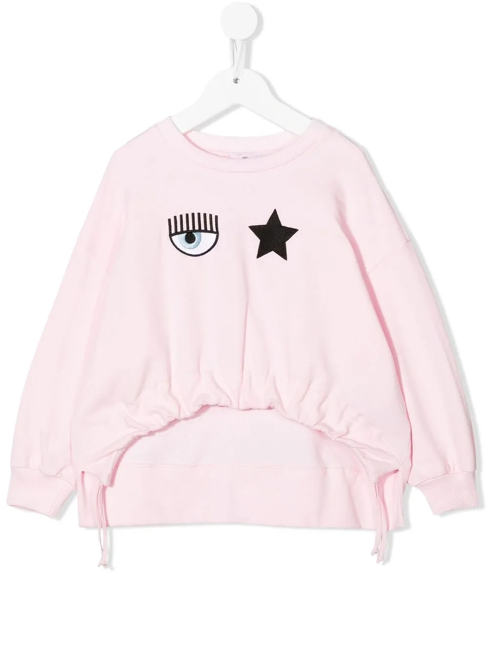 

Chiara Ferragni Kids sudadera asimétrica con logo bordado - Rosado