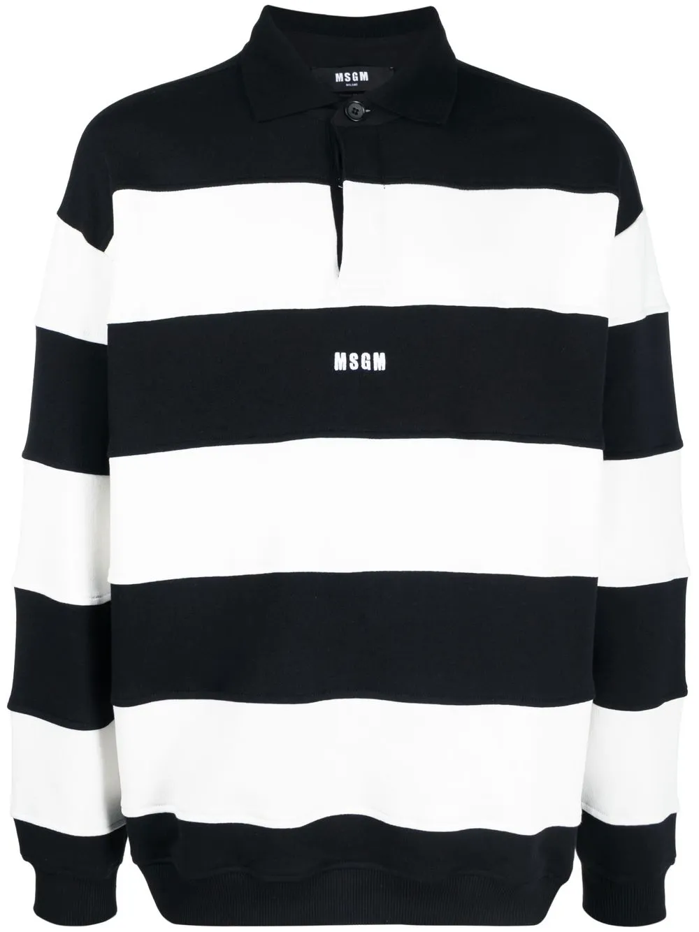 

MSGM striped long-sleeve polo shirt - Black