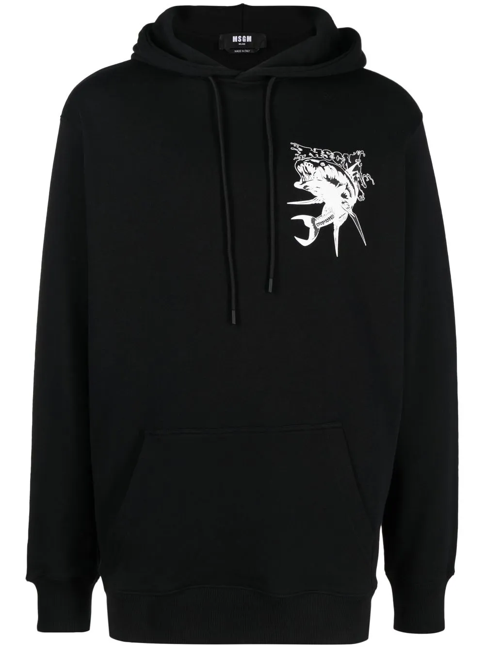 

MSGM fish-print pullover hoodie - Black