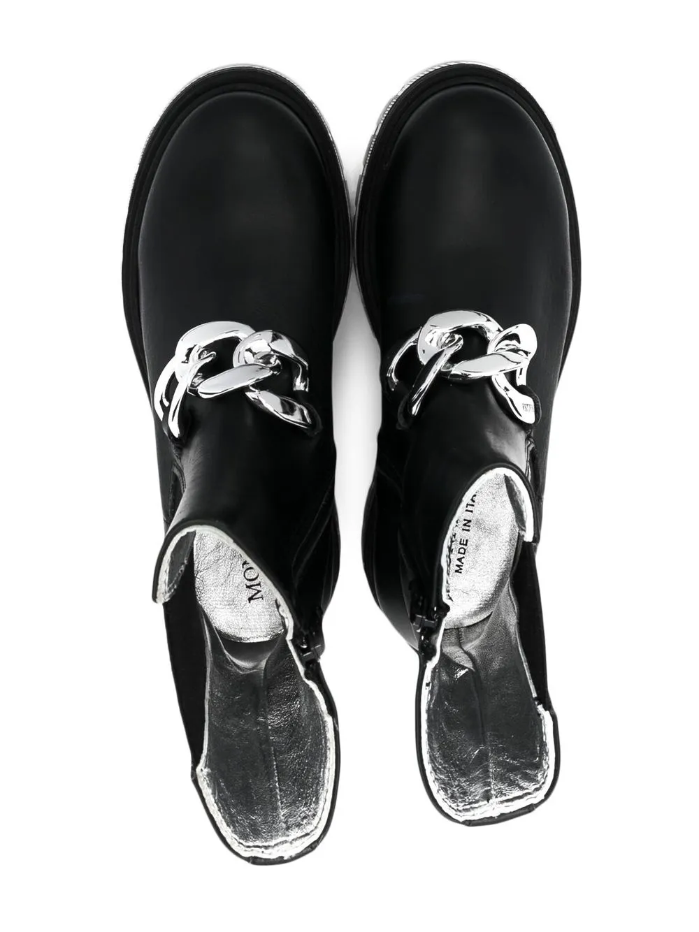 Shop Monnalisa Chunky-chain Detail Boots In Black