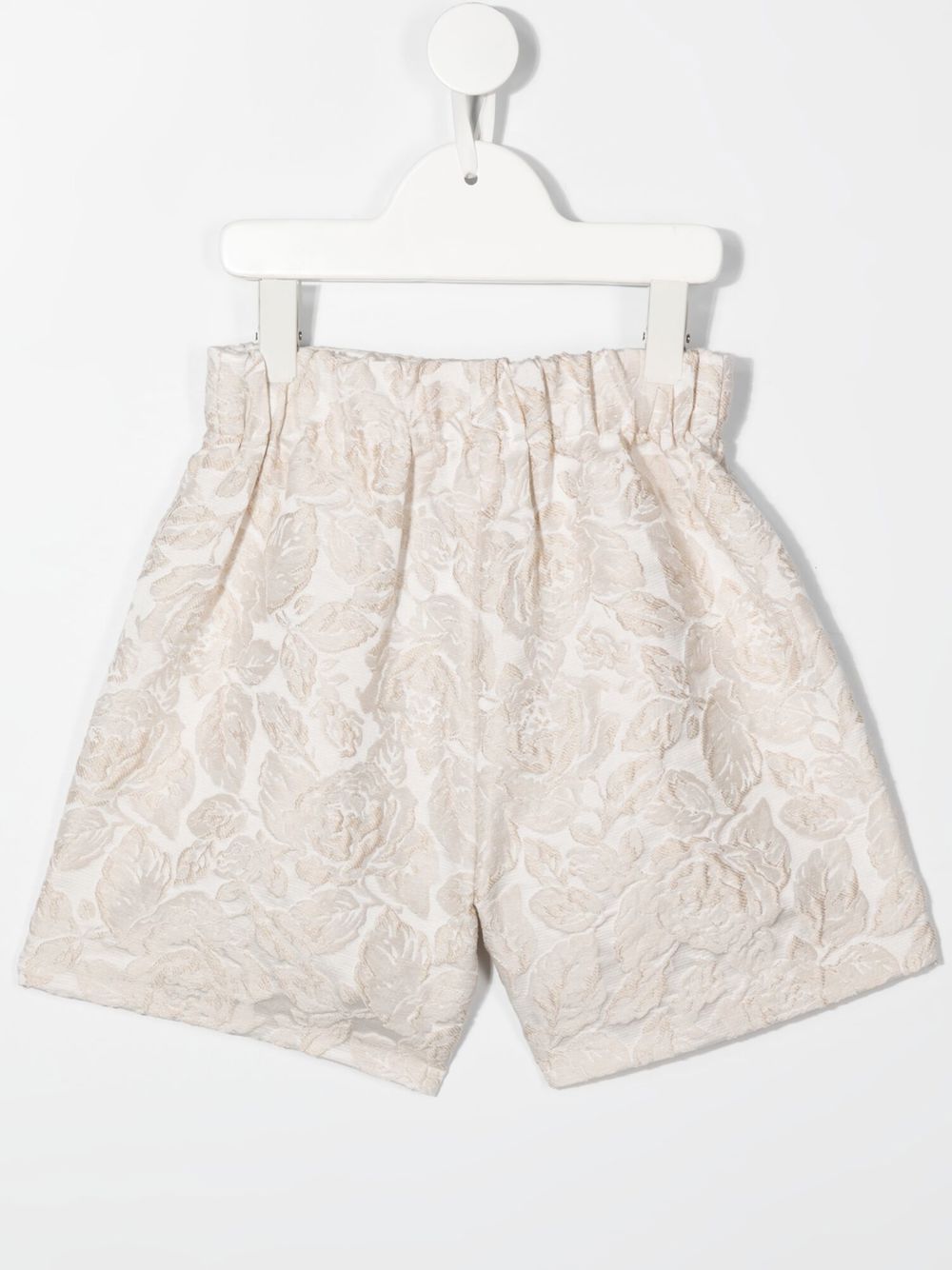 Monnalisa Shorts met bloemjacquard - Beige