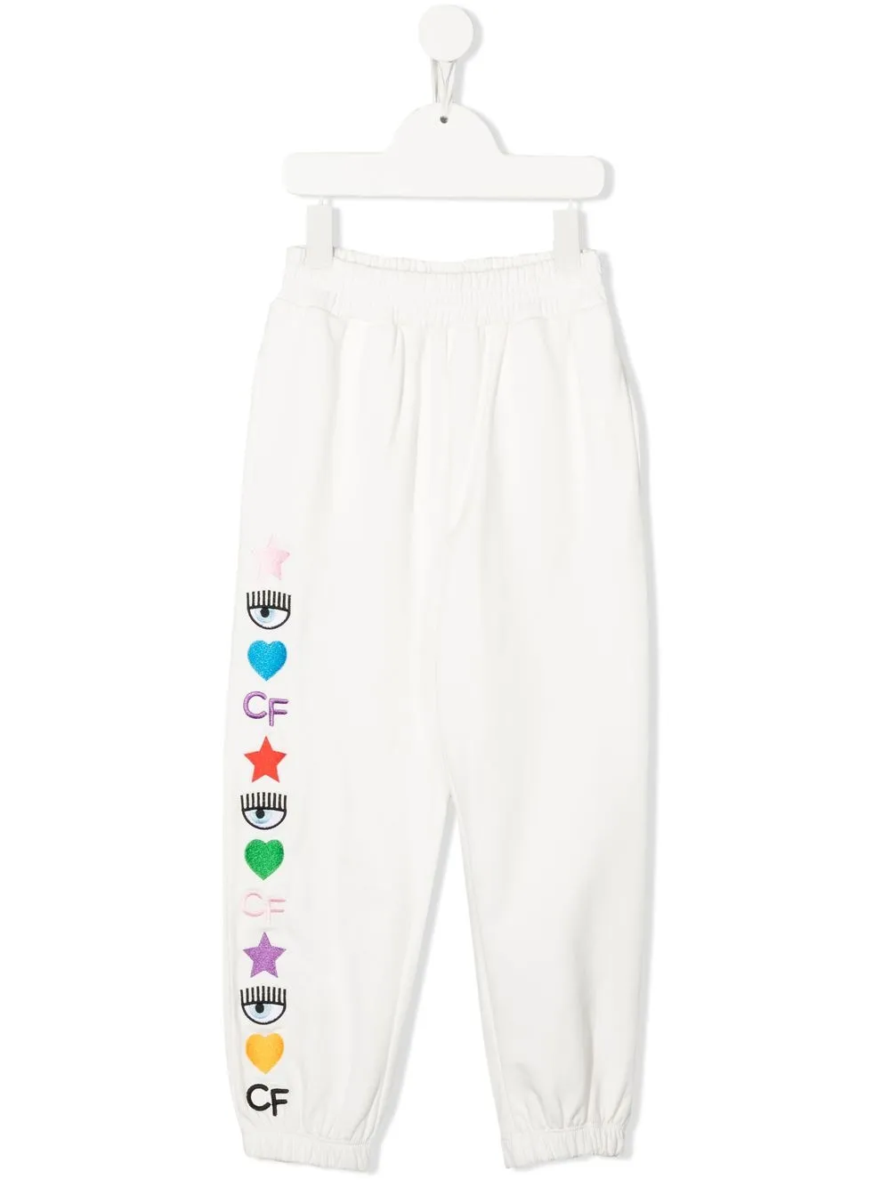 

Chiara Ferragni Kids pants con logo bordado - Blanco