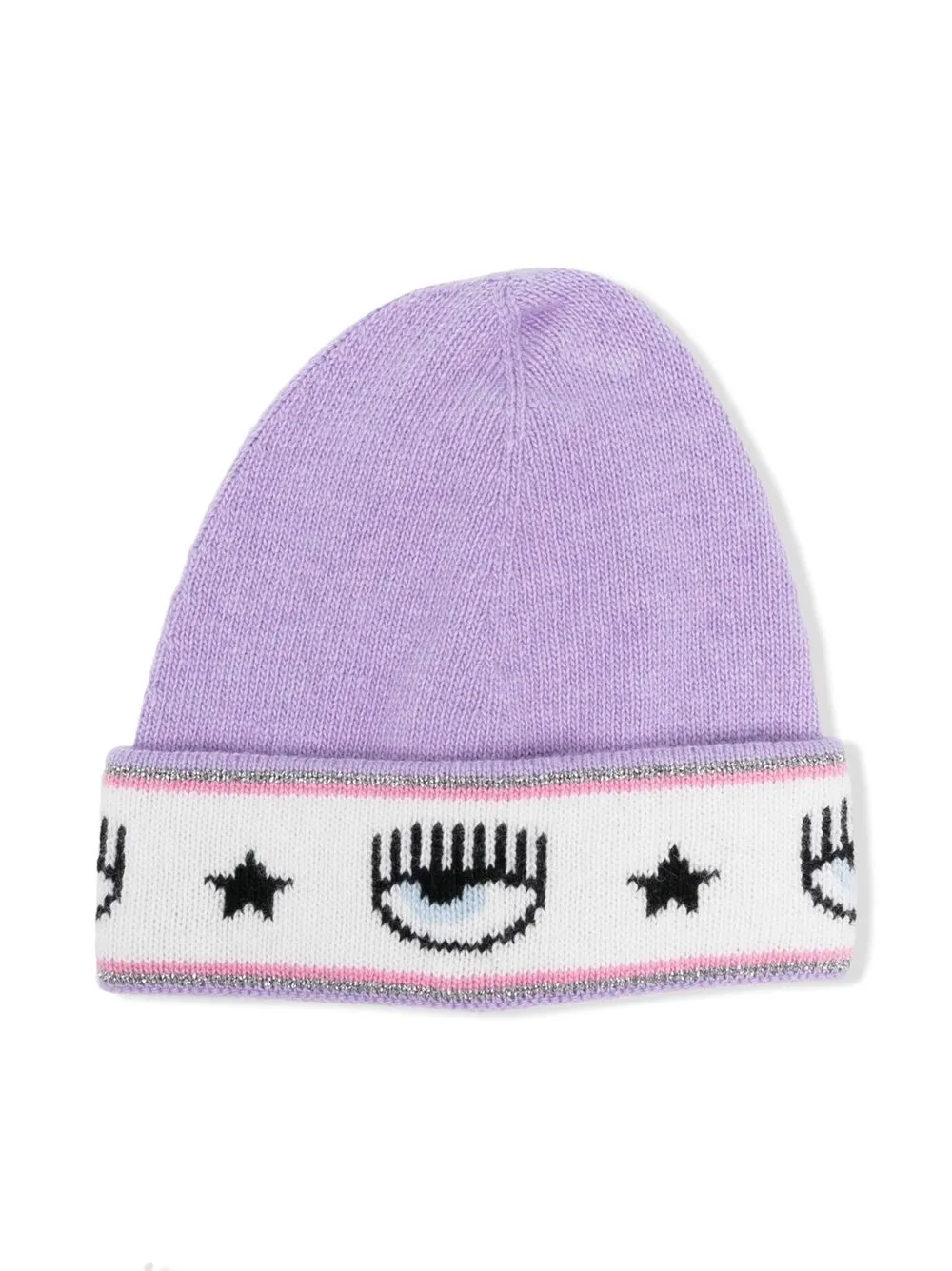 

Chiara Ferragni Kids gorro Wink con logo en intarsia - Morado