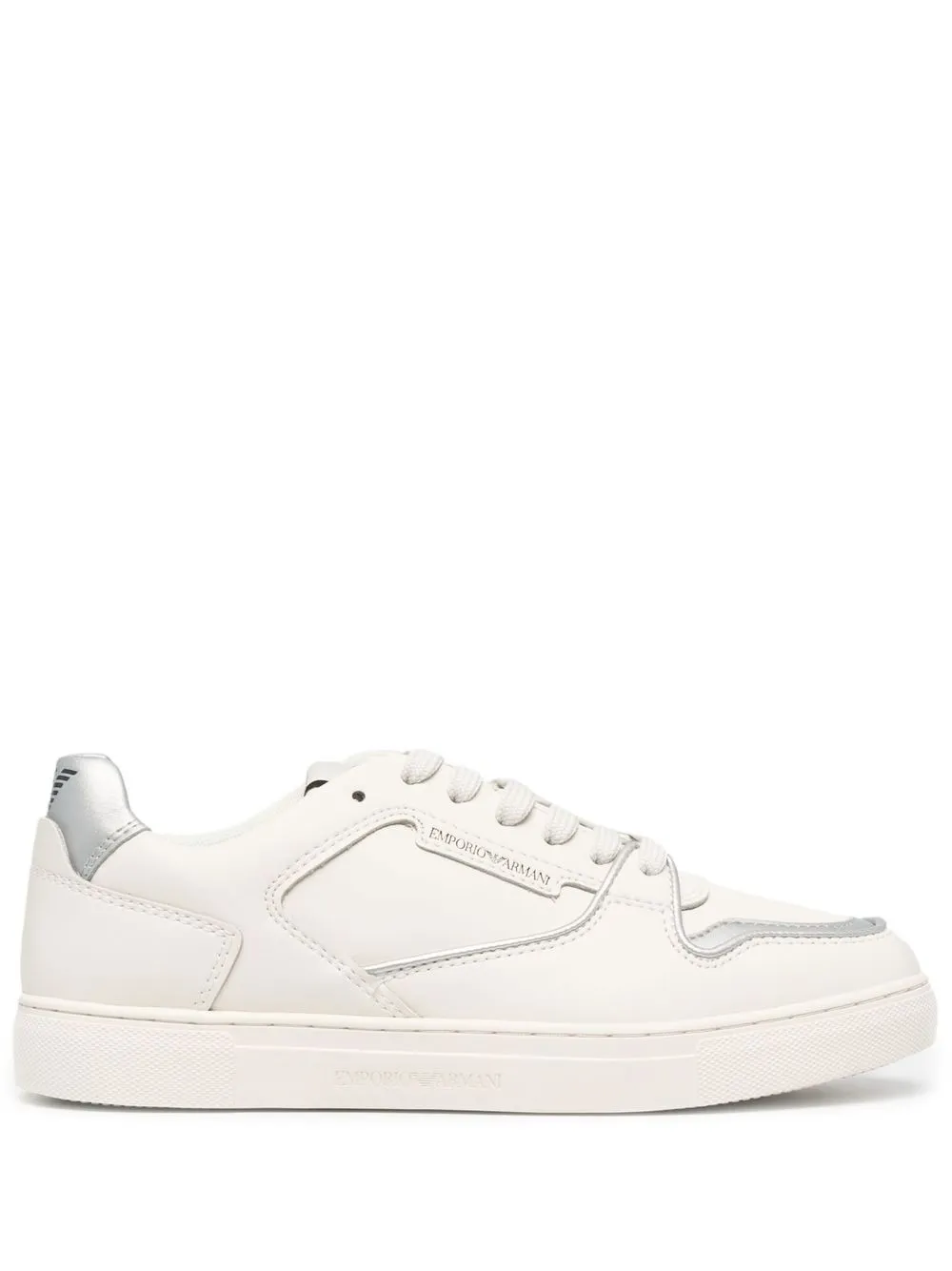 

Emporio Armani tenis con ribete en contraste - Blanco