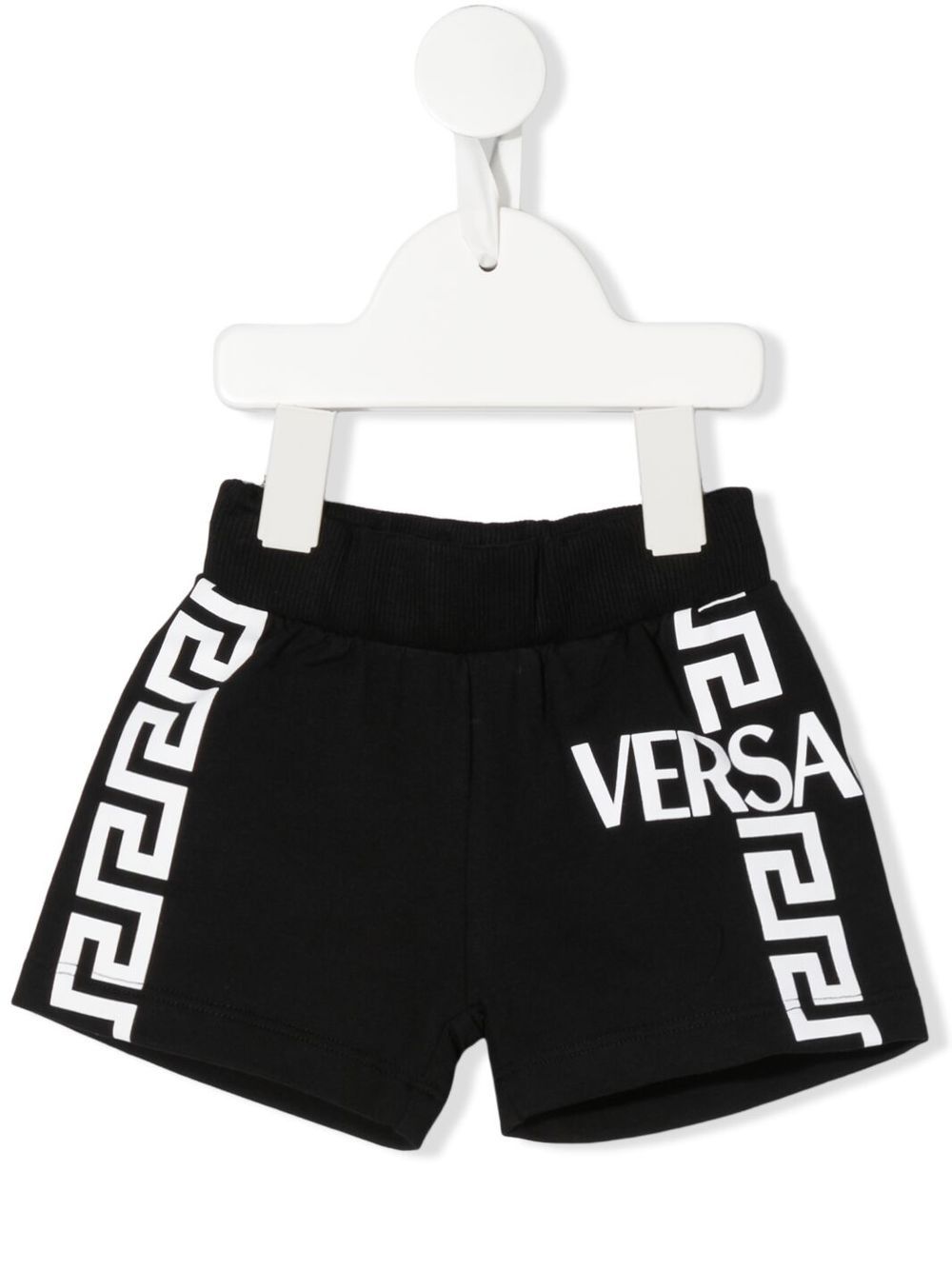 

Versace Kids shorts Greca con logo estampado - Negro