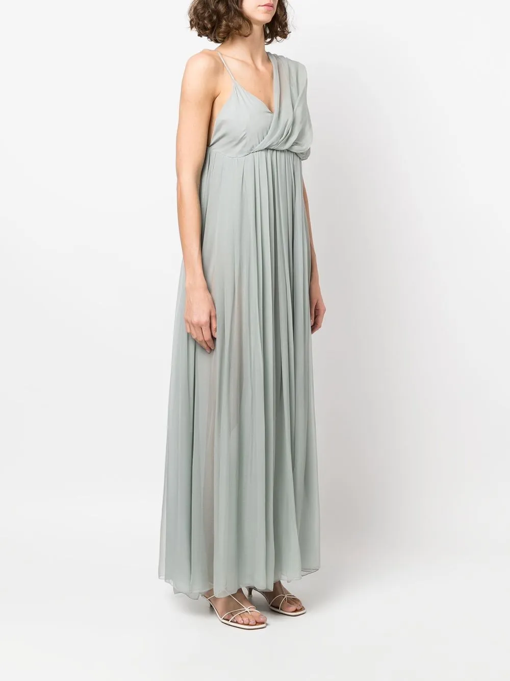 Erika Cavallini Drapiertes One Shoulder Kleid   Grün 
