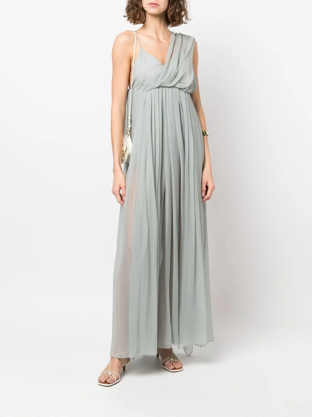  Erika Cavallini Drapiertes One Shoulder Kleid   Grün 
