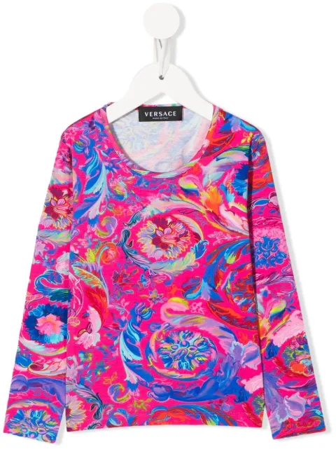 Versace Kids top manga larga con estampado gráfico