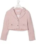 Monnalisa metallic-thread cropped jacket - Pink
