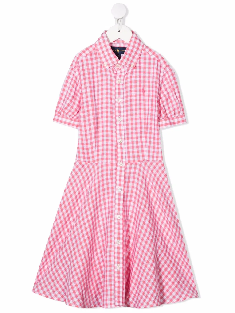 

Ralph Lauren Kids Polo Pony gingham short-sleeve shirt dress - Pink