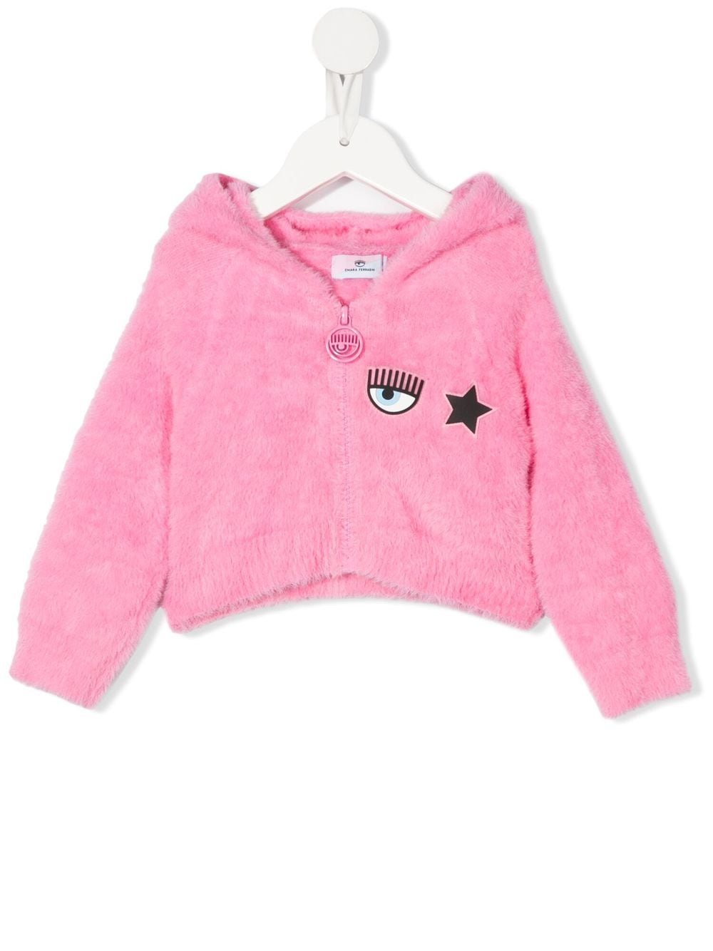 Chiara Ferragni Kids logo patch Fluffy Hoodie Farfetch